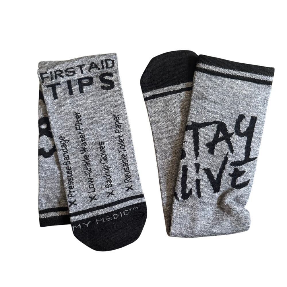 My Medic Survival Stay Alive Socks in Gray, Size OS​​